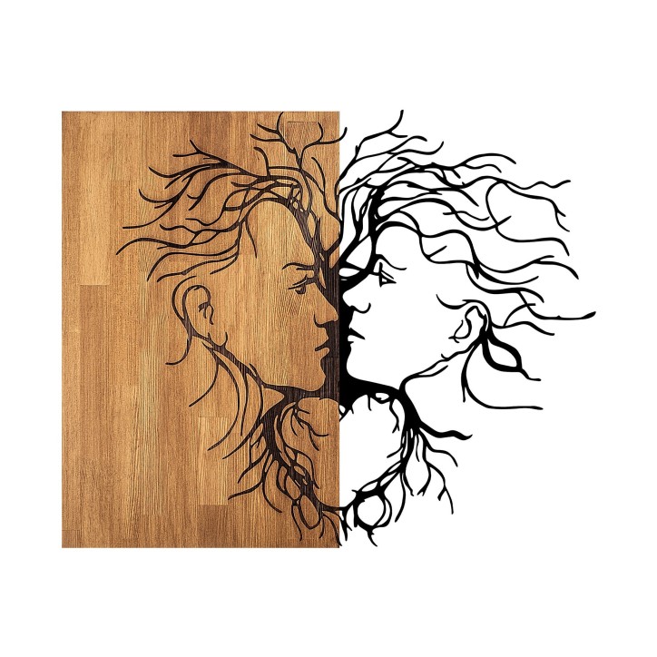 Decoración pared de madera Love-315 nogal negro 96x3x79 cm