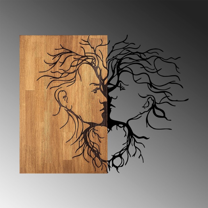 Decoración pared de madera Love-315 nogal negro 96x3x79 cm