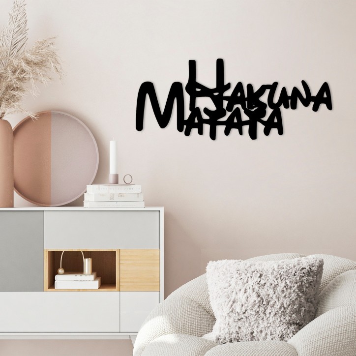 Decoración pared de metal Hakuna Matata 5 negro 66x1.5x27 cm