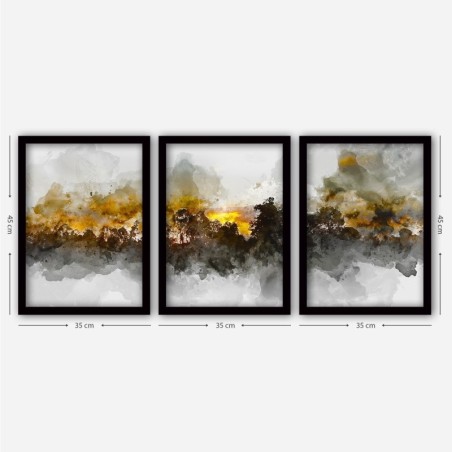 Cuadro decorativo enmarcado 3SC26 multicolor 35x45 cm (3 piezas)