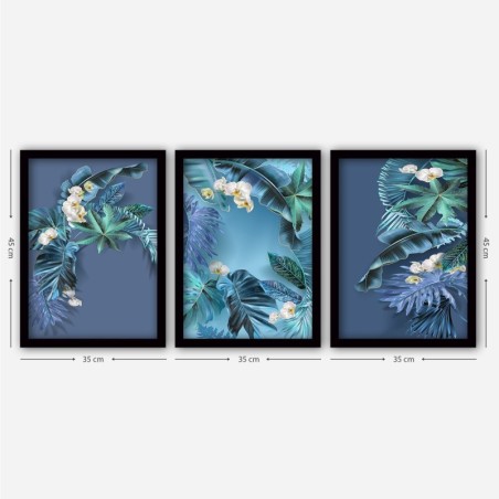 Cuadro decorativo enmarcado 3SC93 multicolor 35x45 cm (3 piezas)