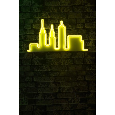 Iluminación LED decorativa de plástico City Skyline amarillo 32x61x2 cm