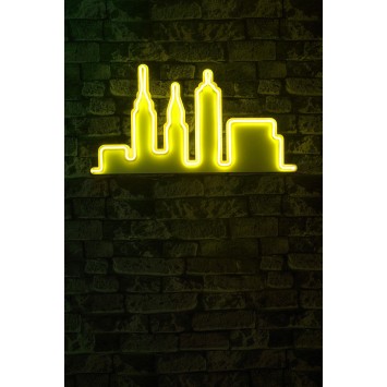 Iluminación LED decorativa de plástico City Skyline amarillo 32x61x2 cm