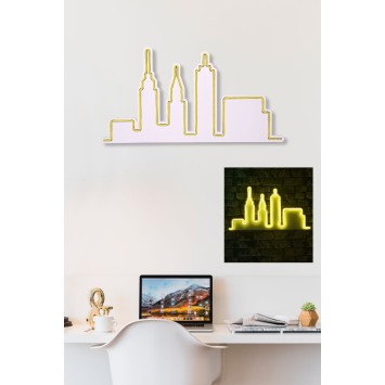 Iluminación LED decorativa de plástico City Skyline amarillo 32x61x2 cm