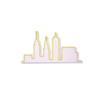 Iluminación LED decorativa de plástico City Skyline amarillo 32x61x2 cm