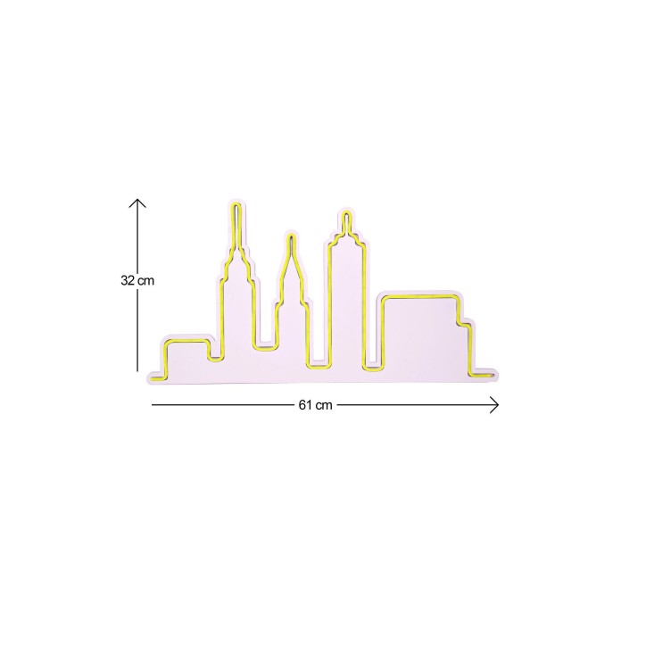 Iluminación LED decorativa de plástico City Skyline amarillo 32x61x2 cm