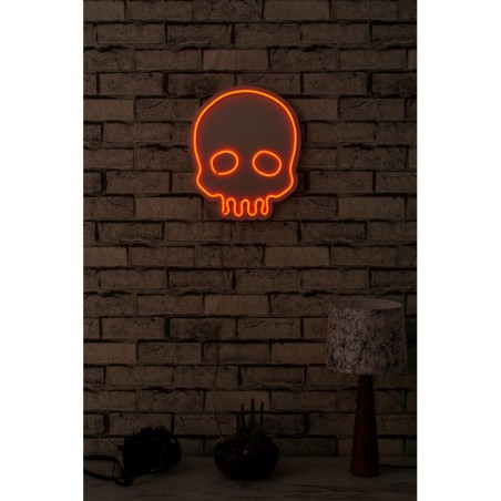 Iluminación LED decorativa de plástico Skull rojo 28x35x2 cm