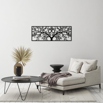 Decoración pared de metal Tree -268 negro 82x30 cm