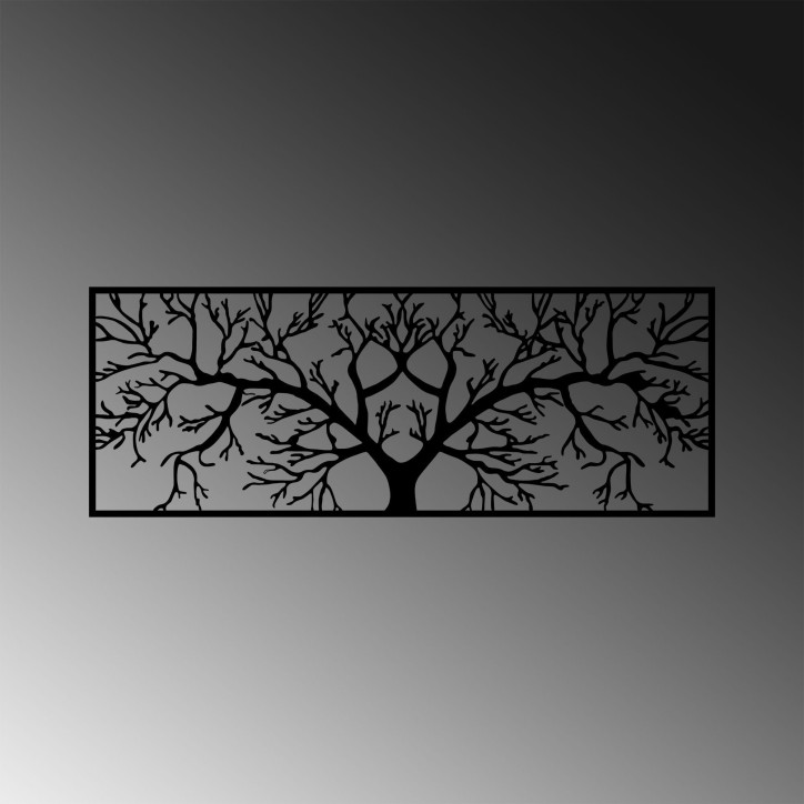 Decoración pared de metal Tree-268 negro 82x30 cm