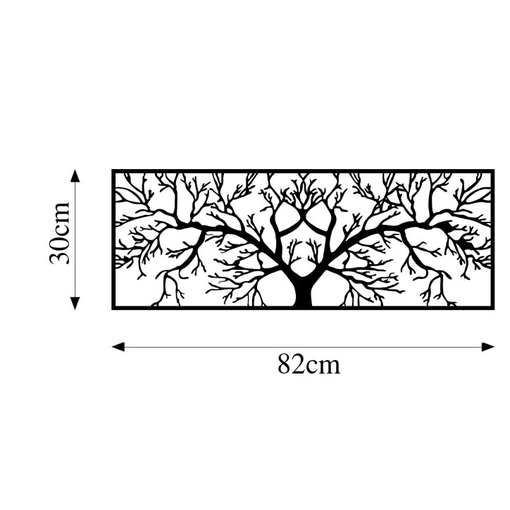 Decoración pared de metal Tree-268 negro 82x30 cm