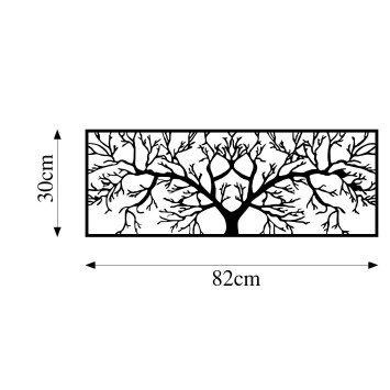 Decoración pared de metal Tree -268 negro 82x30 cm