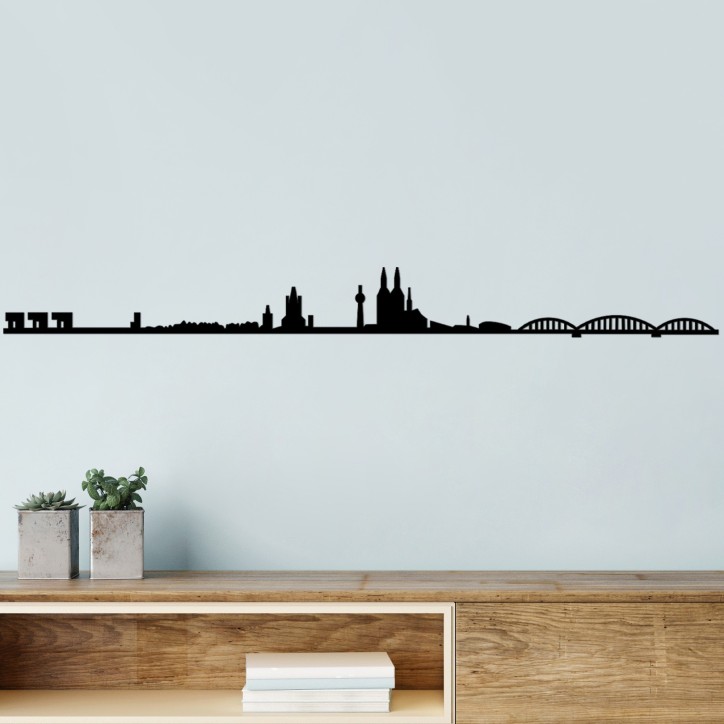 Decoración pared de metal Cologne Skyline negro 120x12 cm