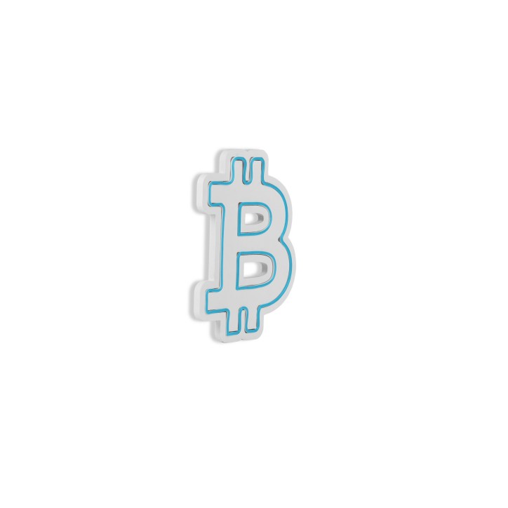 Iluminación LED decorativa de plástico Bitcoin azul 16x35x2 cm