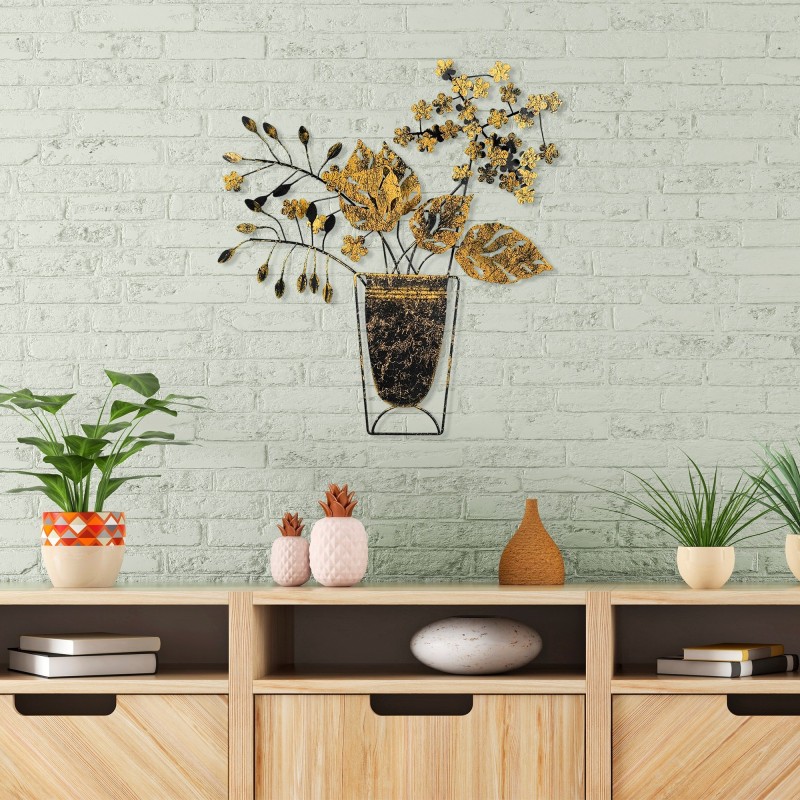 Decoración pared de metal Flowers in Pots multicolor 47x55 cm