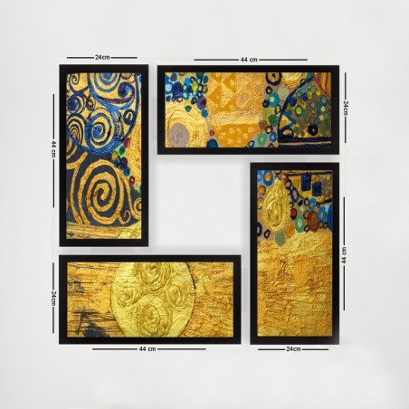 Cuadro decorativo enmarcado SET_053 multicolor 24x44 cm (4 piezas)
