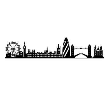 Decoración pared de metal London Skyline negro 105x18 cm