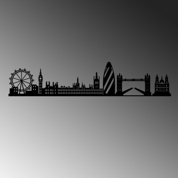 Decoración pared de metal London Skyline negro 105x18 cm