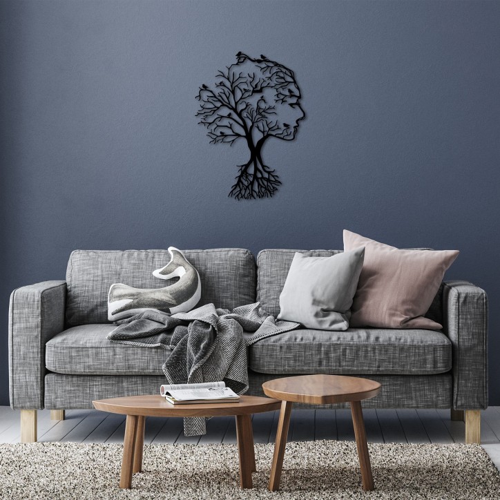 Decoración pared de metal Acacia Tree-266 negro 52x70 cm