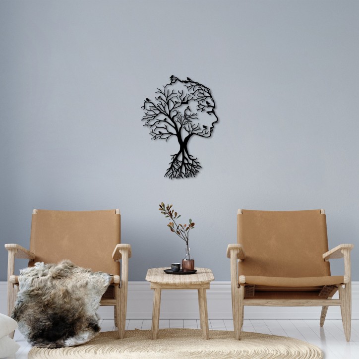 Decoración pared de metal Acacia Tree-266 negro 52x70 cm