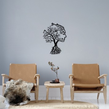 Decoración pared de metal Acacia Tree -266 negro 52x70 cm