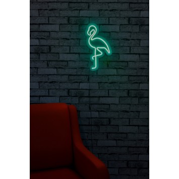 Iluminación LED decorativa de plástico Flamingo verde 42x23x2 cm