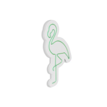 Iluminación LED decorativa de plástico Flamingo verde 42x23x2 cm