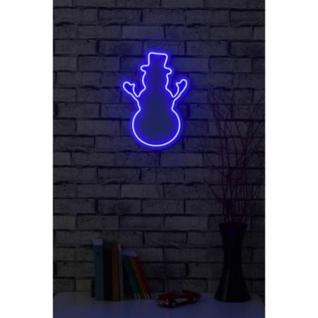 Iluminación LED decorativa de plástico Snowman azul 18x35x2 cm