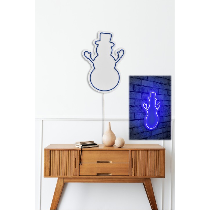 Iluminación LED decorativa de plástico Snowman azul 18x35x2 cm