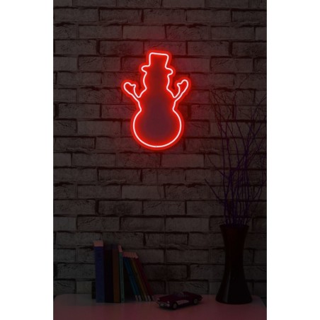 Iluminación LED decorativa de plástico Snowman rojo 18x35x2 cm