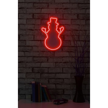 Iluminación LED decorativa de plástico Snowman rojo 18x35x2 cm