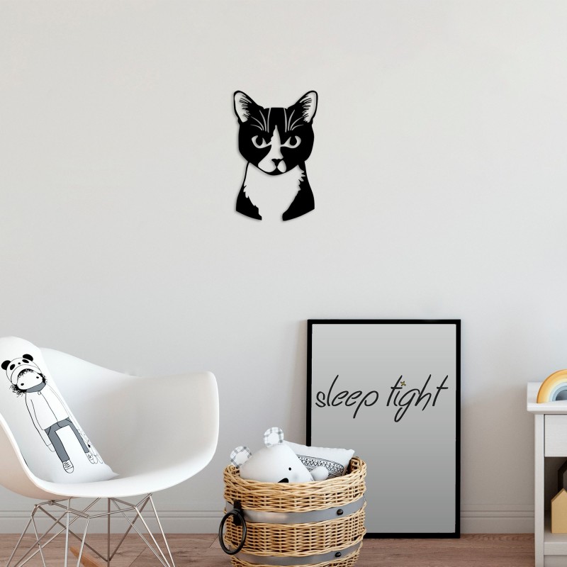 Decoración pared de metal Cat 10 negro 39x60 cm