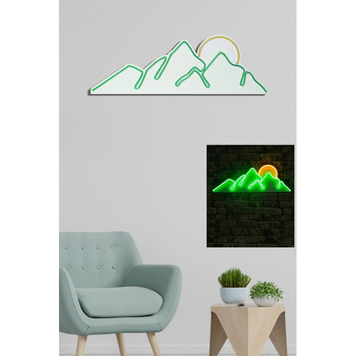 Iluminación LED decorativa de plástico Mountain verde amarillo 21x62x2 cm