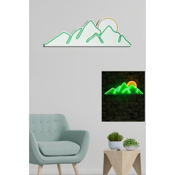 Iluminación LED decorativa de plástico Mountain verde amarillo 21x62x2 cm