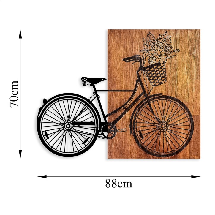 Decoración pared de madera Historical Floral Bike- L 376 nogal negro 88x70 cm