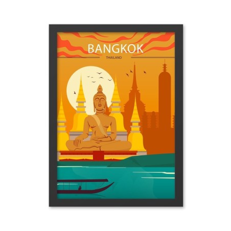 Pintura decorativa enmarcada MDF Bangkok 2 (40 x 55) multicolor 40x55 cm