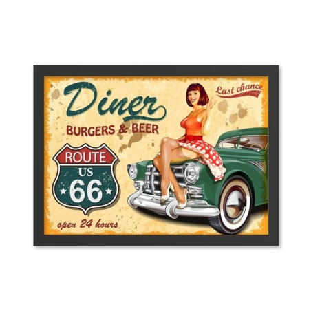Pintura decorativa enmarcada MDF Diner (40 x 55) multicolor 40x55 cm