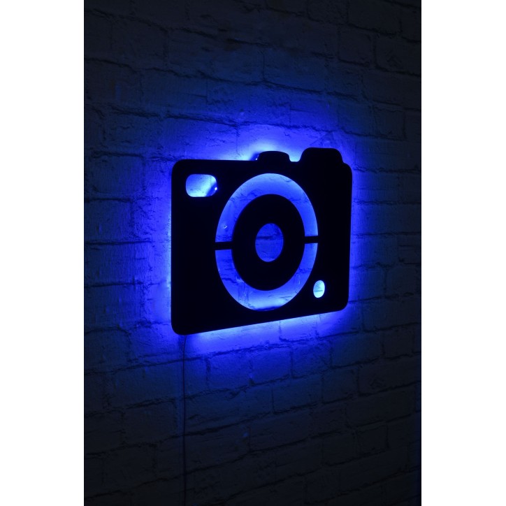 Iluminación LED decorativa Camera azul 40x30 cm