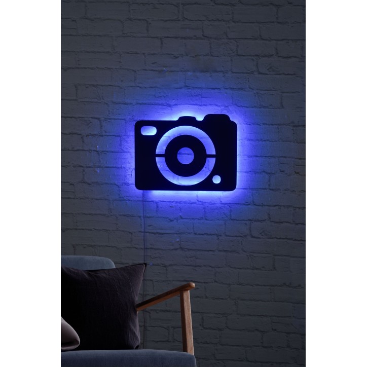 Iluminación LED decorativa Camera azul 40x30 cm