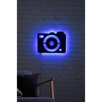 Iluminación LED decorativa Camera azul 40x30 cm