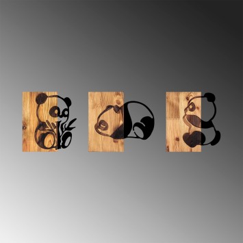 Decoración pared de madera Pandas -335 nogal negro 23x3x25 - 27x3x25 - 23x3x25 cm