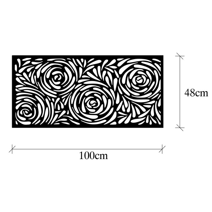 Decoración pared de metal Decorative Panel 2 negro 100x48 cm