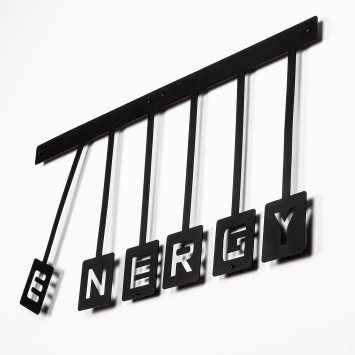 Decoración pared de metal Energy negro 69x32 cm