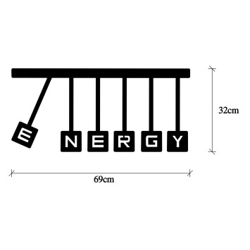 Decoración pared de metal Energy negro 69x32 cm