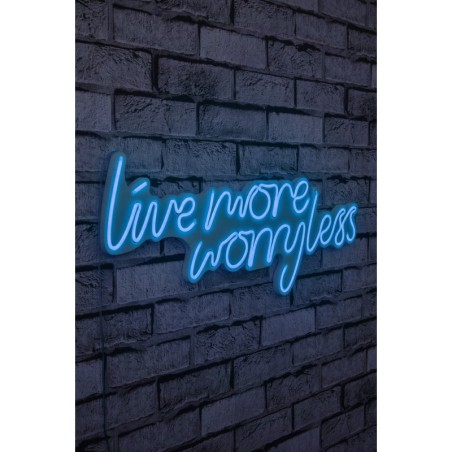 Iluminación LED decorativa de plástico Live More Worry Less azul 67x36x2 cm