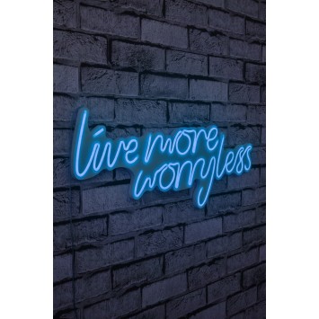 Iluminación LED decorativa de plástico Live More Worry Less azul 67x36x2 cm