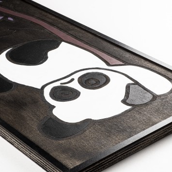 Decoración pared de madera Panda Family blanco negro 30x30 cm (2 piezas)