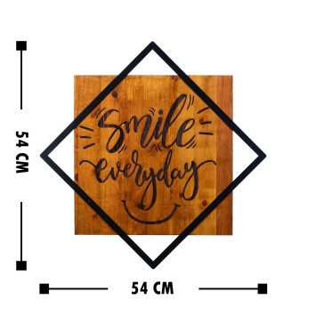 Decoración pared de madera Smile Everday nogal negro 54x54 cm