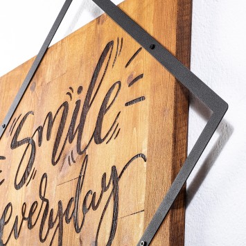 Decoración pared de madera Smile Everday nogal negro 54x54 cm