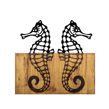 Decoración pared de madera Seahorse nogal negro 58x3x53 cm