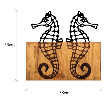 Decoración pared de madera Seahorse nogal negro 58x3x53 cm